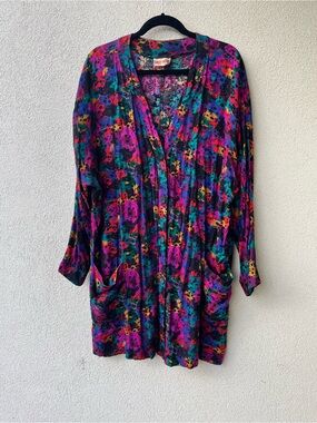 Vibrant & Speckled Watercolour 80s Duster/Open Shirt